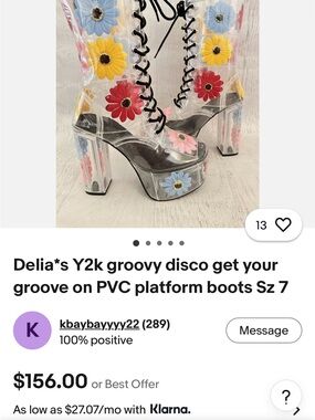 dELiA*s Clear PVC Platform Boots with Multicolor Floral Appliqué - Size 7